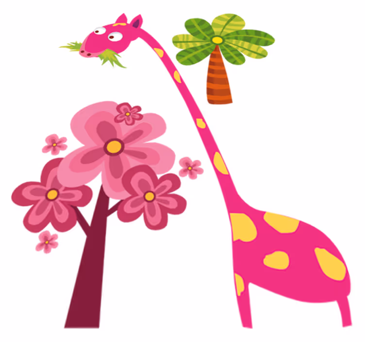 Vinyl teppich kinderzimmer mit pinker giraffe essen - TenStickers