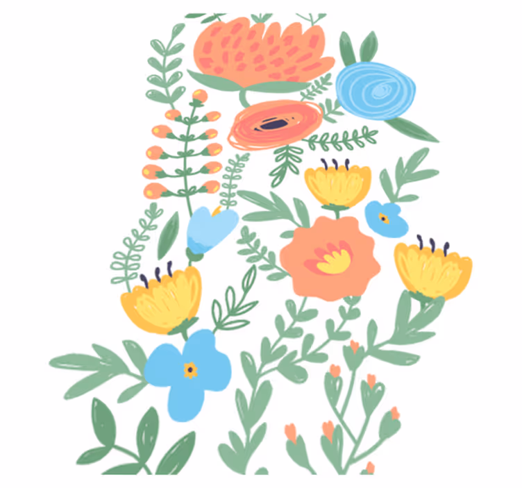 Vinyl teppich kinderzimmer mit floralen türstickern - TenStickers