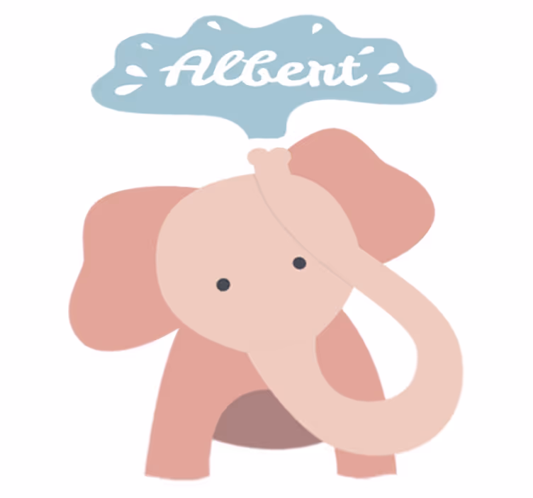 Vinyl teppich kinderzimmer mit namen baby elefant - TenStickers