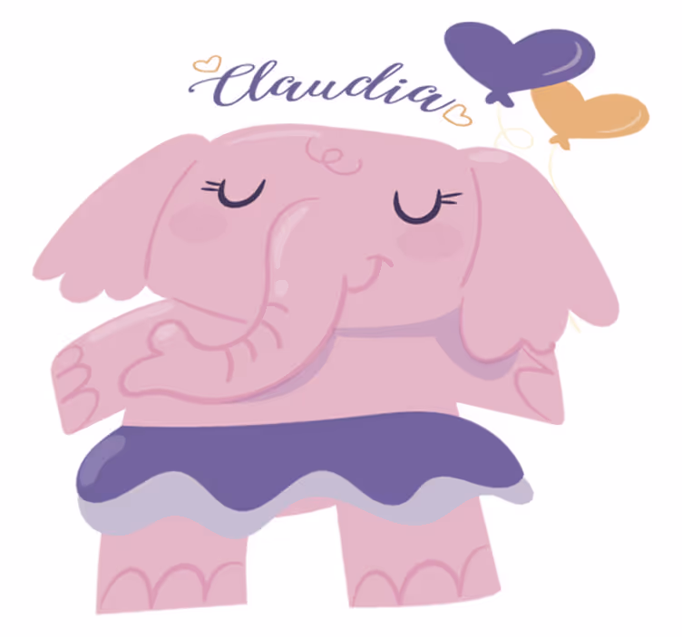 Vinyl teppich kinderzimmer mit namen elefant rosa - TenStickers