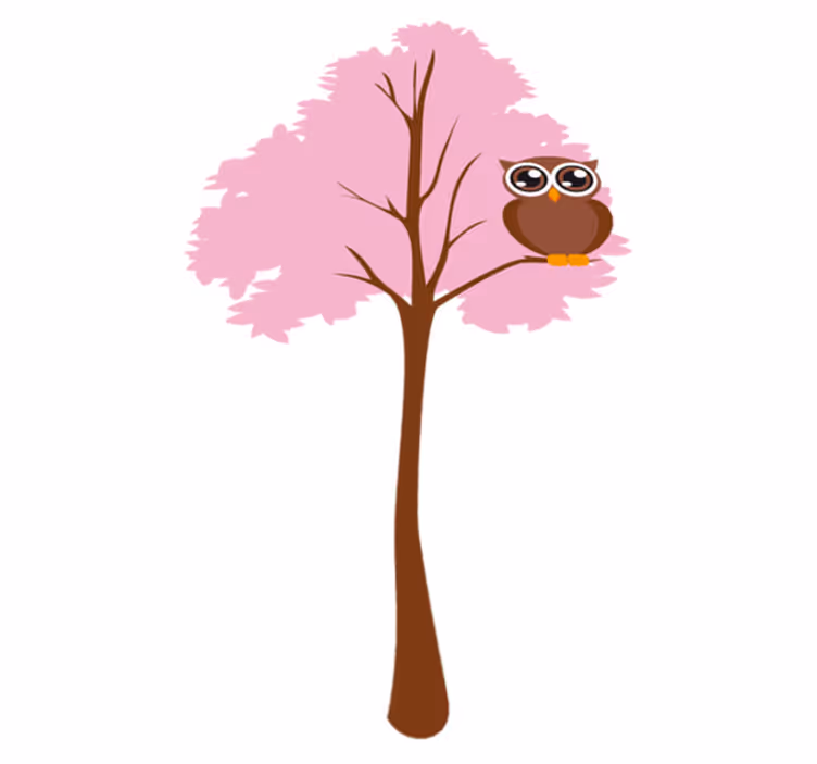 Vinyl teppich kinderzimmer pinker baum mit eule - TenStickers