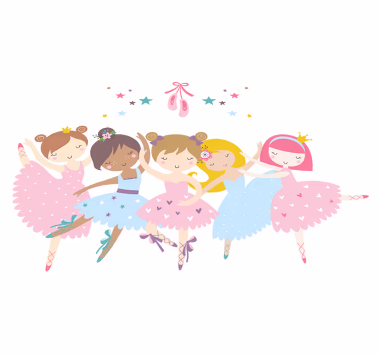 Vinyl teppich kinderzimmer bunte ballettsterne illustration - TenStickers