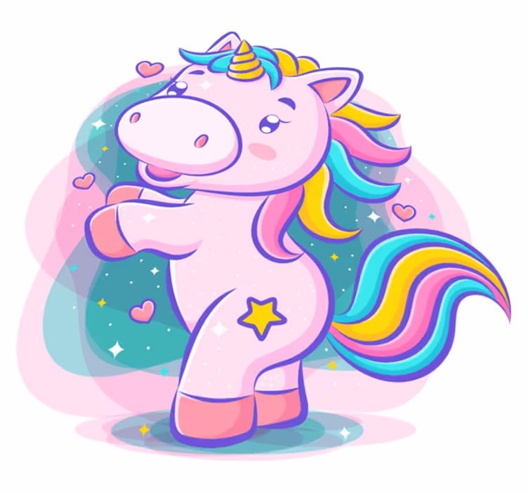 Vinyl teppich kinderzimmer mit buntem einhorn lächelnd - TenStickers