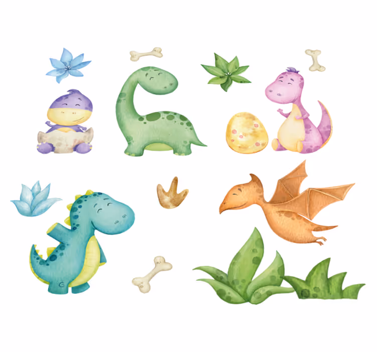 Vinyl teppich schlafzimmer mit nordischem dinosaurier-motiv - TenStickers