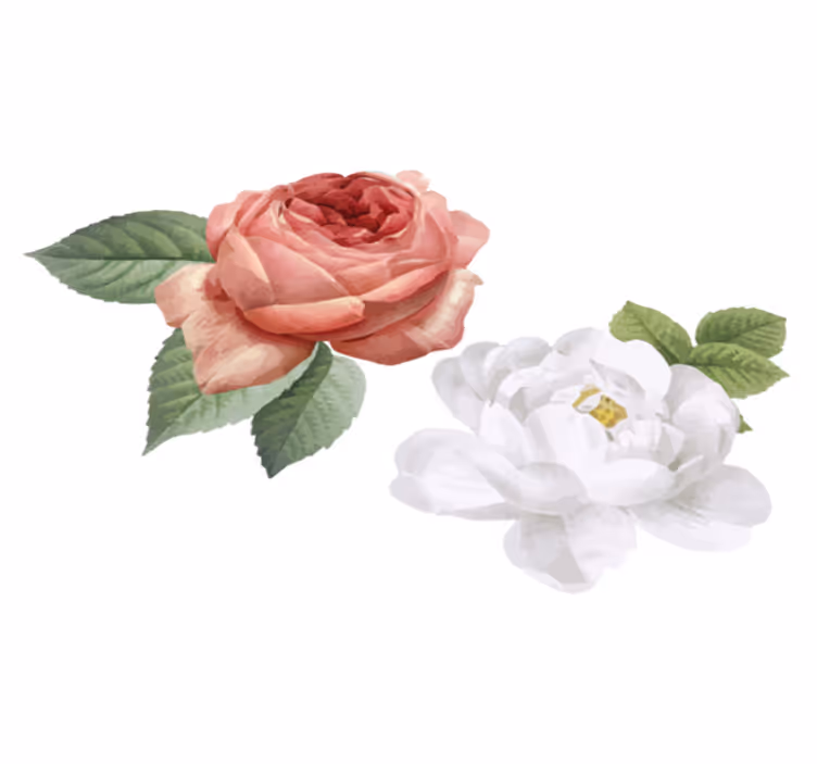 Vinyl teppich schlafzimmer mit weißen und rosa rosen - TenStickers