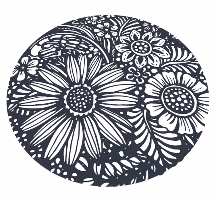 Vinyl teppich schlafzimmer rundes blumendesign - TenStickers