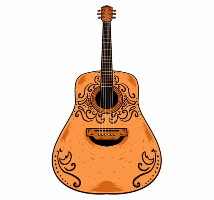 Vinyl teppich schlafzimmer orange gitarre - TenStickers