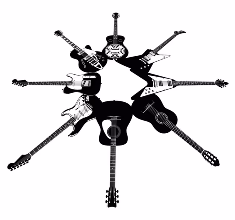 Vinyl teppich schlafzimmer gitarren im kreis - TenStickers