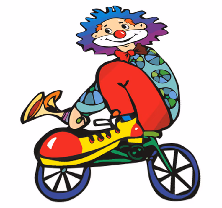 Vinyl teppich kinderzimmer clown auf dem fahrrad - TenStickers