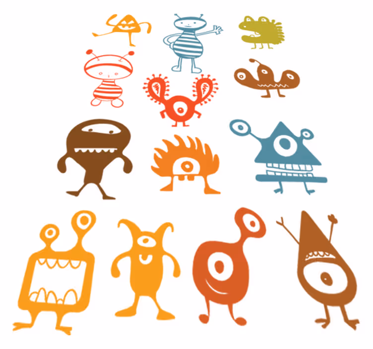 Vinyl teppich kinderzimmer bunte aliens - TenStickers