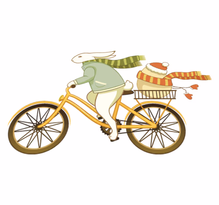 Vinyl teppich kinderzimmer hase auf dem fahrrad - TenStickers