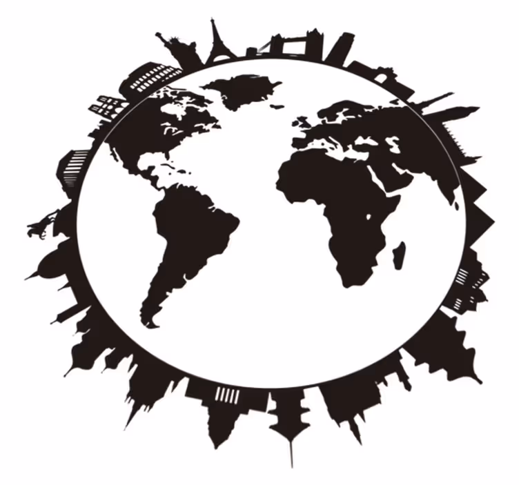 Vinyl teppich weltkarte mit monumenten - TenStickers