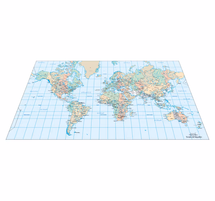 Vinyl teppich weltkarte englisch zeitplan - TenStickers