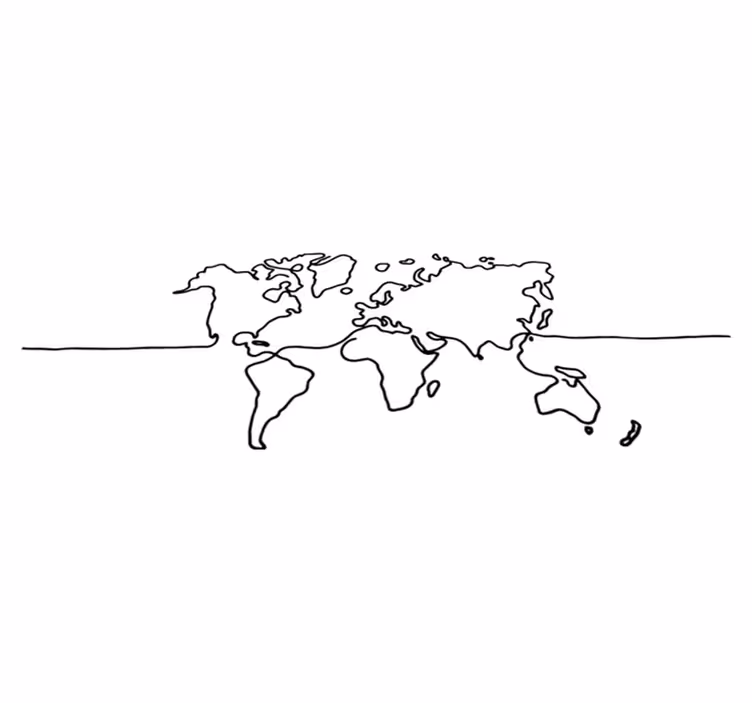 Vinyl teppich weltkarte als linienkunst welt - TenStickers