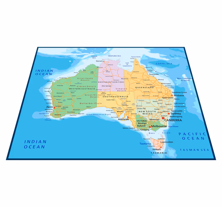 Vinyl teppich weltkarte politische karte australien - TenStickers
