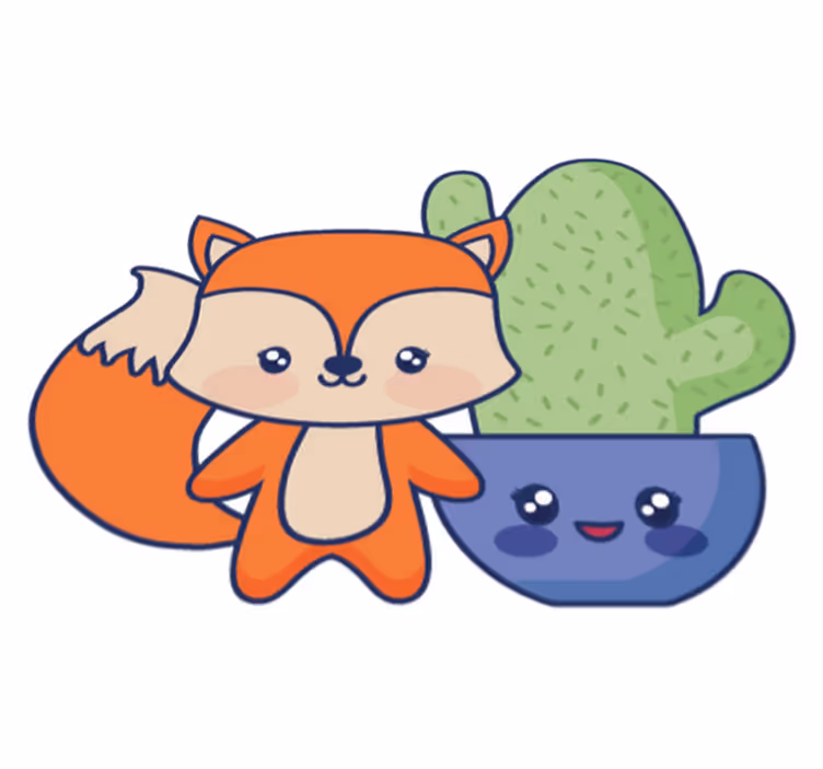 Vinyl teppich kinderzimmer anime kaktus und fuchs - TenStickers