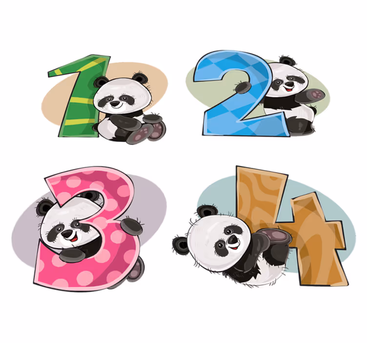 Vinyl teppich kinderzimmer mit 4 pandas - TenStickers
