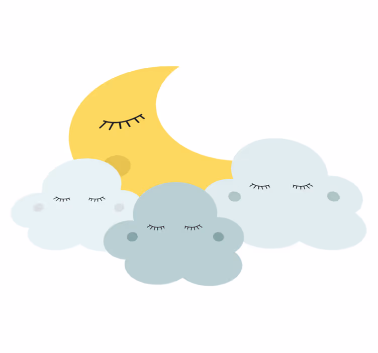 Vinyl teppich kinderzimmer glücklicher mond und wolken - TenStickers