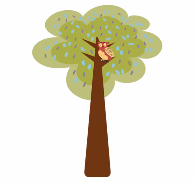 Vinyl teppich kinderzimmer mit buntem baum und eule - TenStickers