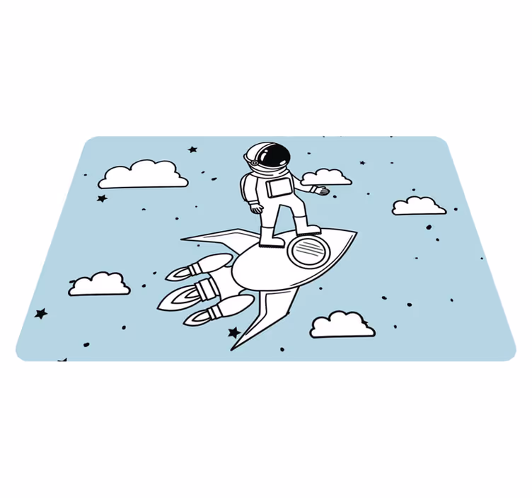 Vinyl teppich kinderzimmer rakete astronaut und sterne - TenStickers