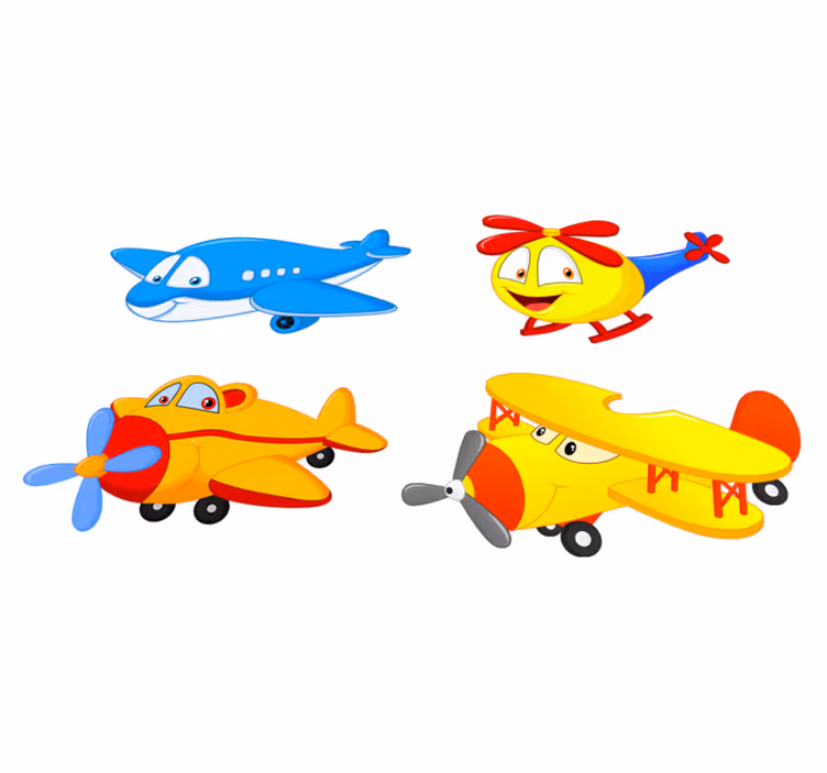 Vinyl teppich kinderzimmer mit flugzeugen und hubschraubern - TenStickers