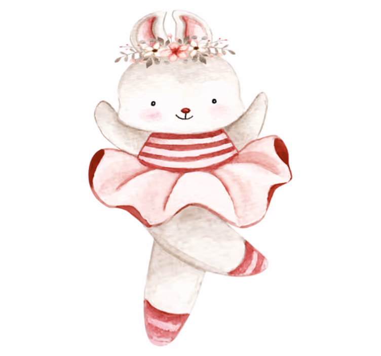 Vinyl teppich kinderzimmer ballerina hase in rosen - TenStickers