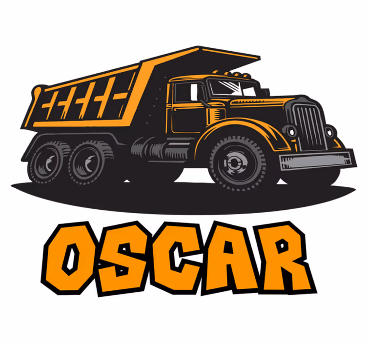 Vinyl teppich kinderzimmer mit orangefarbenem bauwagen - TenStickers