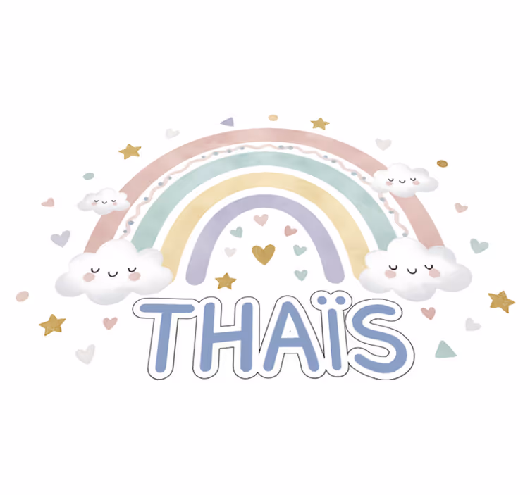 Vinyl teppich kinderzimmer regenbogen mit namen - TenStickers