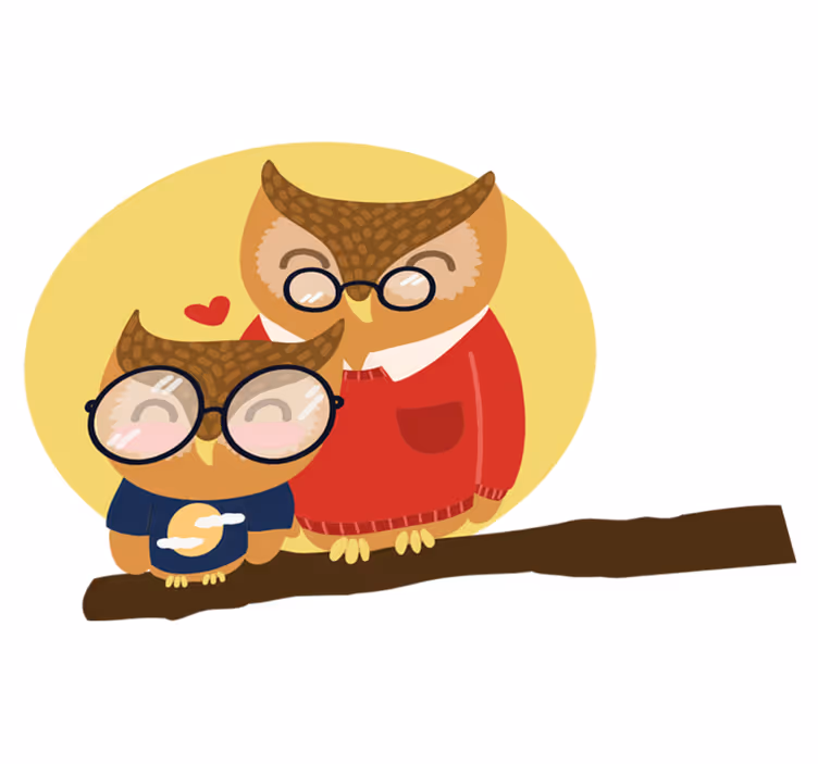 Vinyl teppich kinderzimmer vater und sohn eule - TenStickers