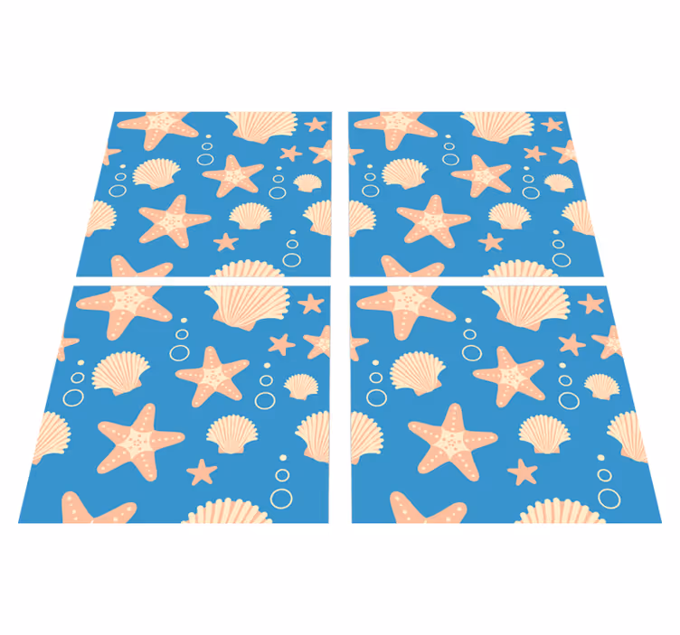 Vinyl teppich badezimmer fische und muscheln unterwasser - TenStickers