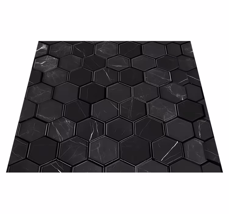 Vinyl teppich badezimmer hexagon schwarz - TenStickers
