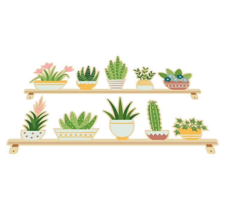 Vinyl teppich küche cactus pflanzenregal set - TenStickers