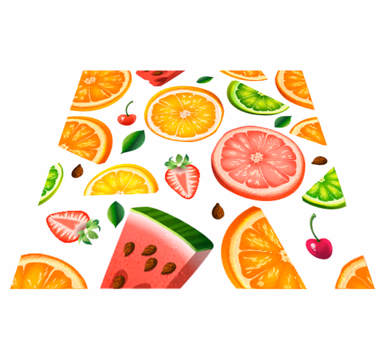 Vinyl teppich küche mit obstbordüre für die küche - TenStickers