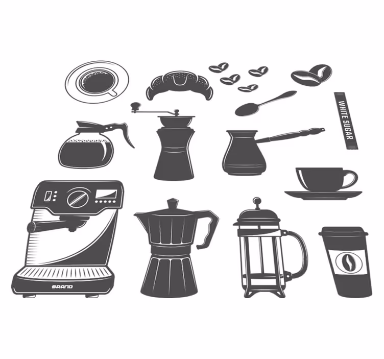 Vinyl teppich küche kaffeemenü set - TenStickers