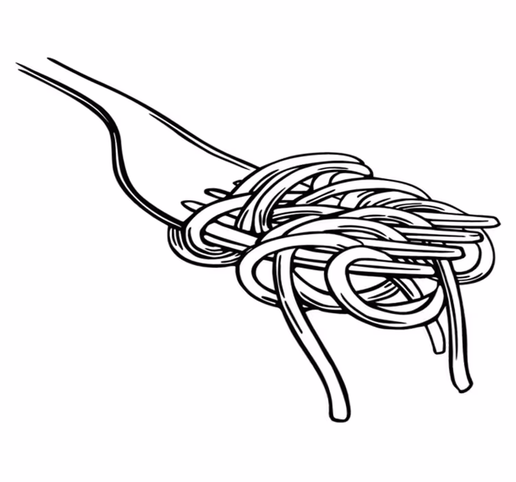 Vinyl teppich küche im spaghetti-gabel-design - TenStickers