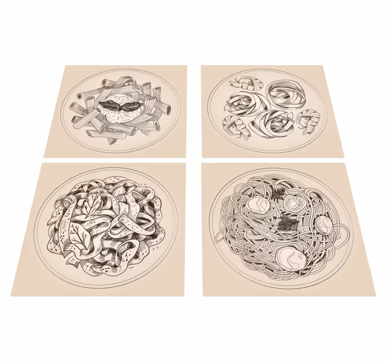 Vinyl teppich küche mit ornamentalen tellern - TenStickers