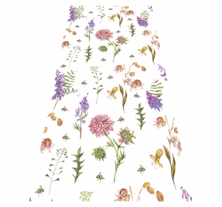 Vinyl teppich küche mit bunten minimalistischen wildblumen - TenStickers