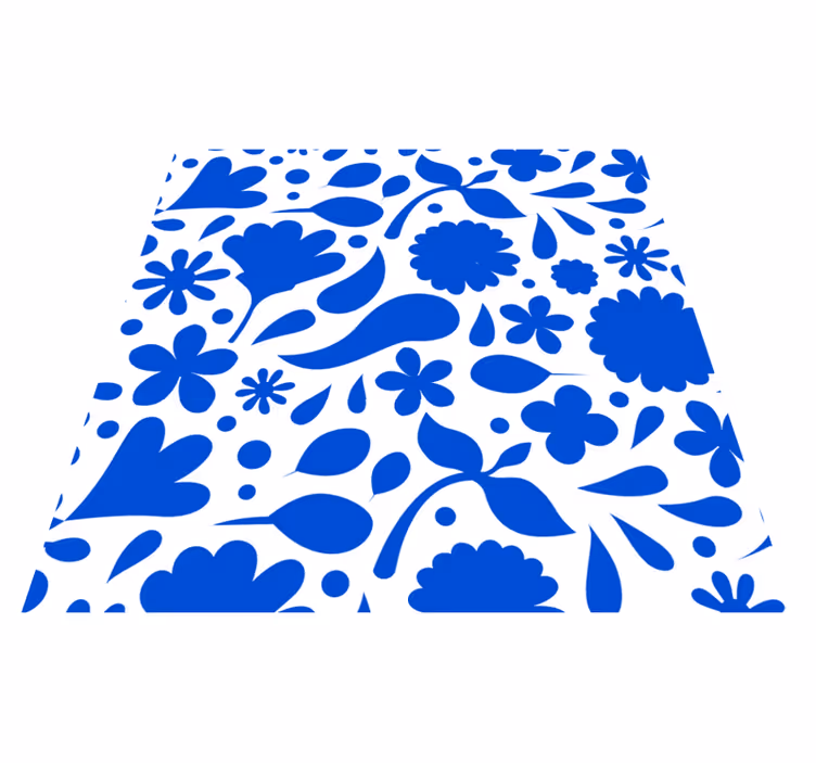 Vinyl teppich küche delfter blau mit blumen - TenStickers