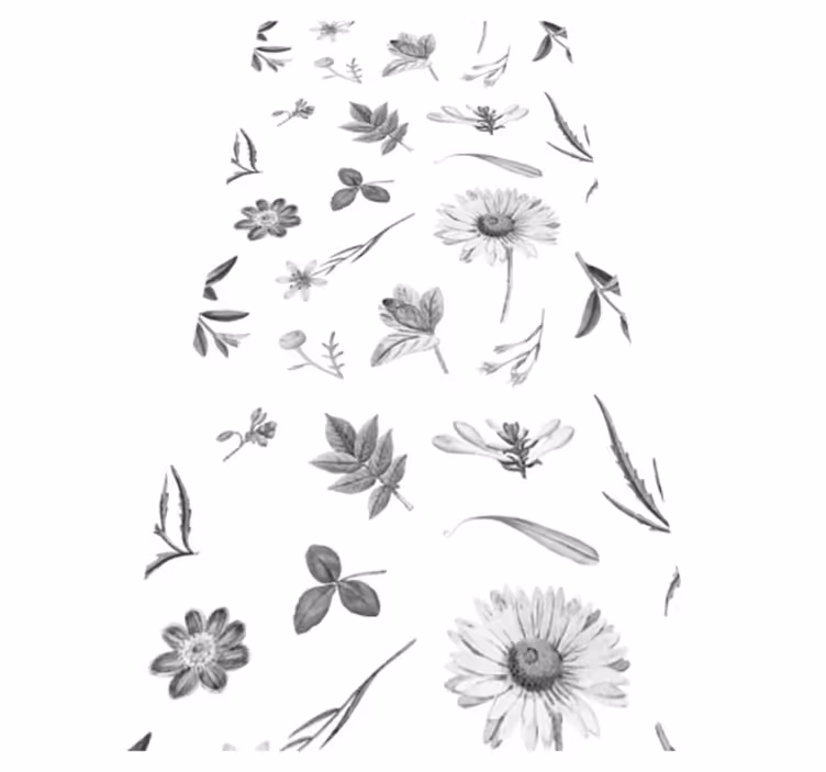 Vinyl teppich küche mit grauen sprintblumen - TenStickers