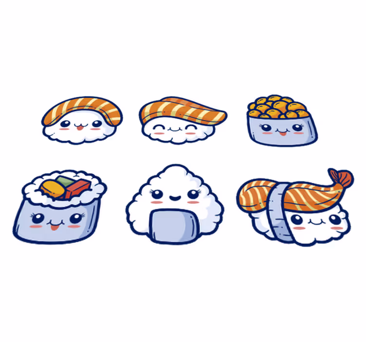 Vinyl teppich küche mit niedlichem sushi design - TenStickers