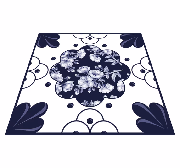 Vinyl teppich küche mit blumenmuster fliesen - TenStickers