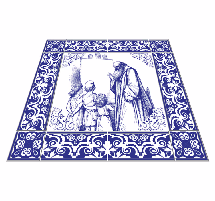 Vinyl teppich küche blaue delfter lehrer - TenStickers