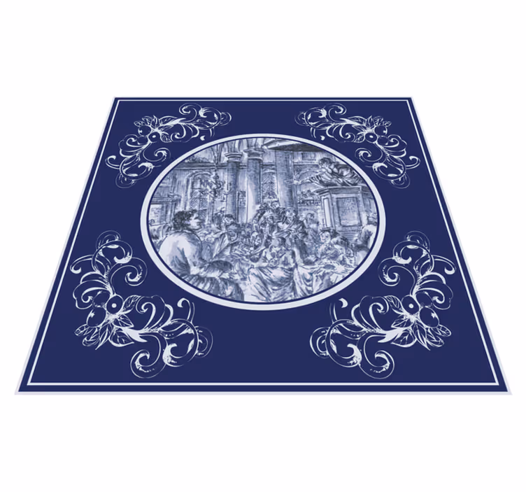 Vinyl teppich küche mit blauen delft menschen - TenStickers