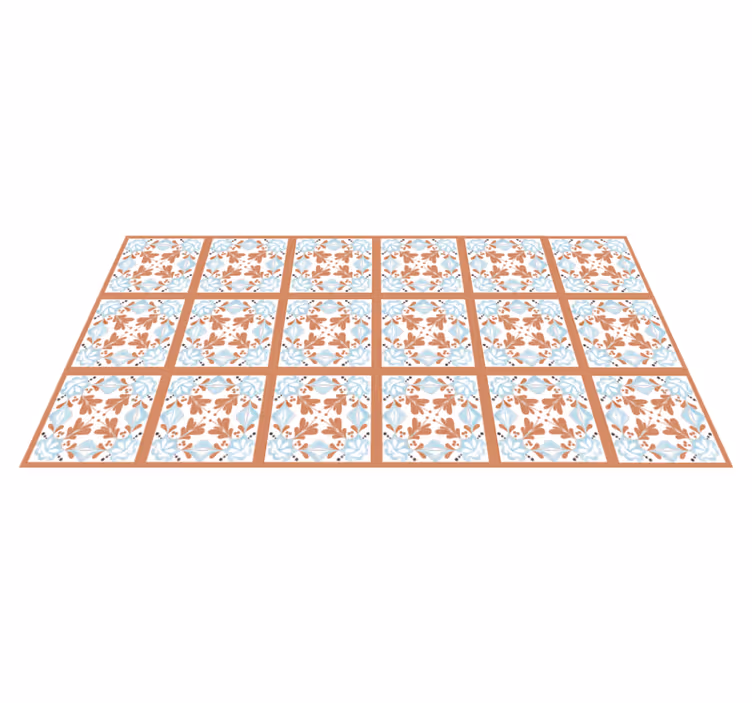 Vinyl teppich küche mit floralen mediterranen fliesen - TenStickers