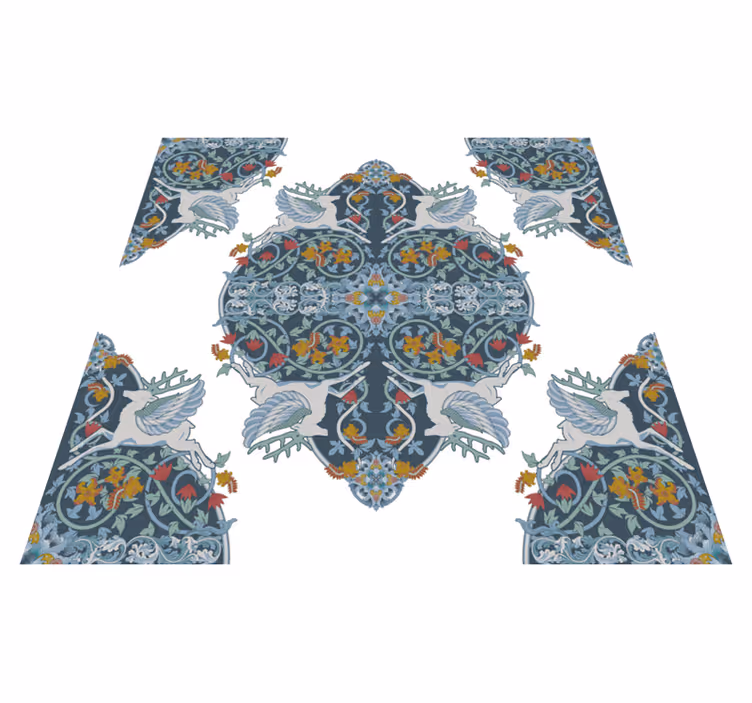Vinyl teppich küche florale vintage fliesen - TenStickers