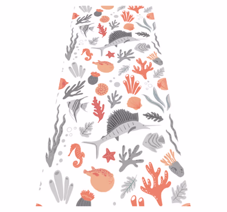 Vinyl teppich schlafzimmer meereslebewesen illustration - TenStickers