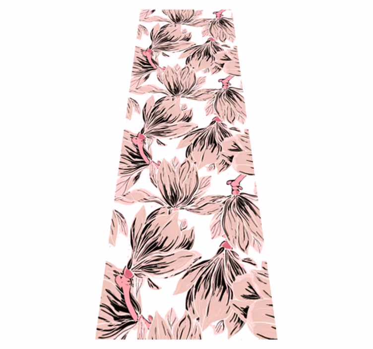 Vinyl teppich schlafzimmer mit weißen und rosa magnolien - TenStickers