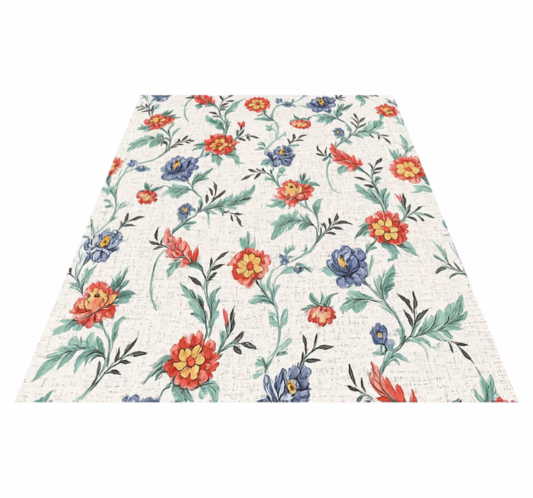 Vinyl teppich schlafzimmer im retro blumen design - TenStickers