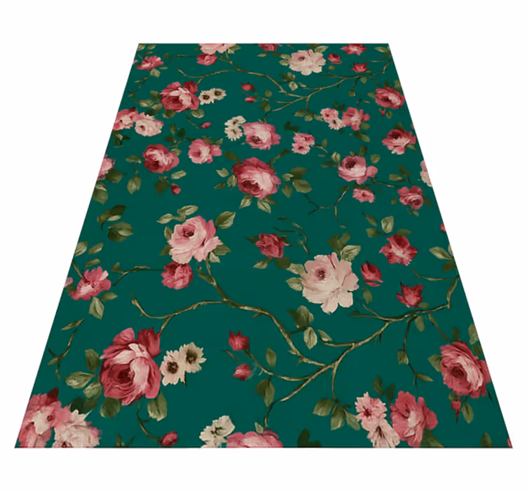 Vinyl teppich schlafzimmer mit gemaltem blumenmuster - TenStickers