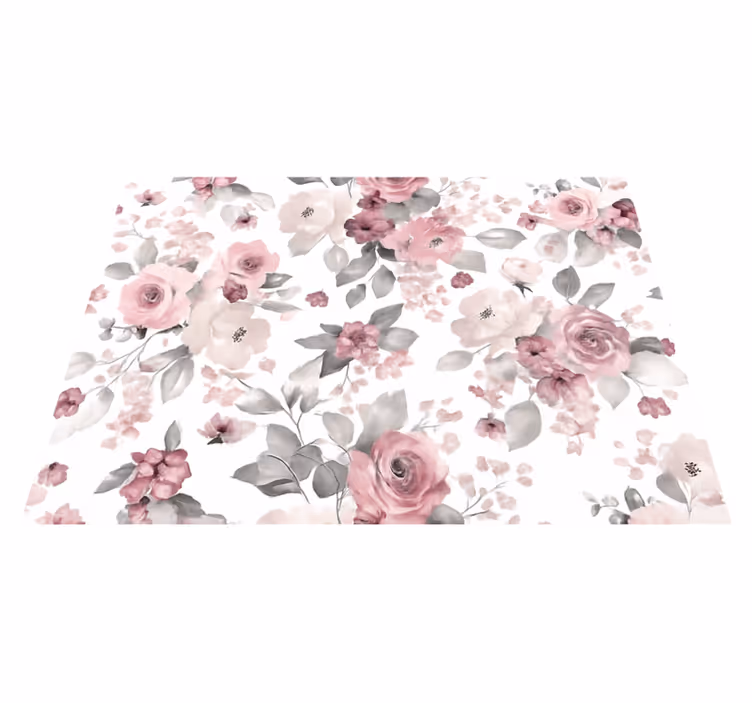 Vinyl teppich schlafzimmer graues zartes blumenmuster - TenStickers